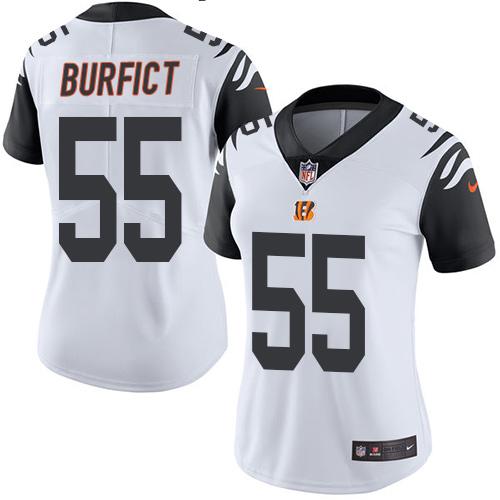 Nike Bengals #55 Vontaze Burfict White Women's Stitched NFL Limited Rush Jersey